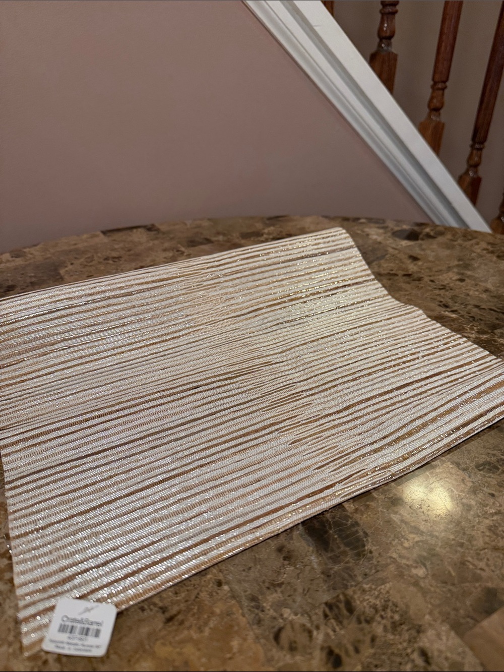 Crate & Barrel Metallic Hyacinth Table Runner 90”
